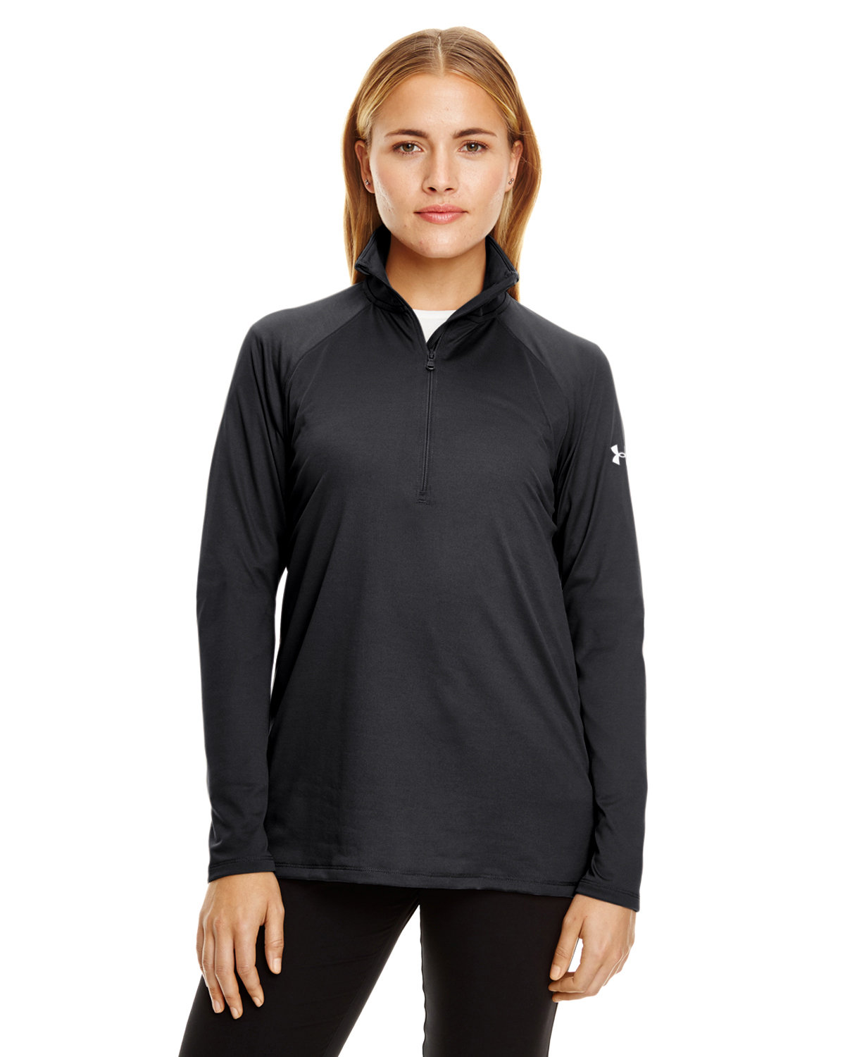 Under Armour Womens Tech Twist Half Zip T-Shirt - Black / White, 1320126-001
