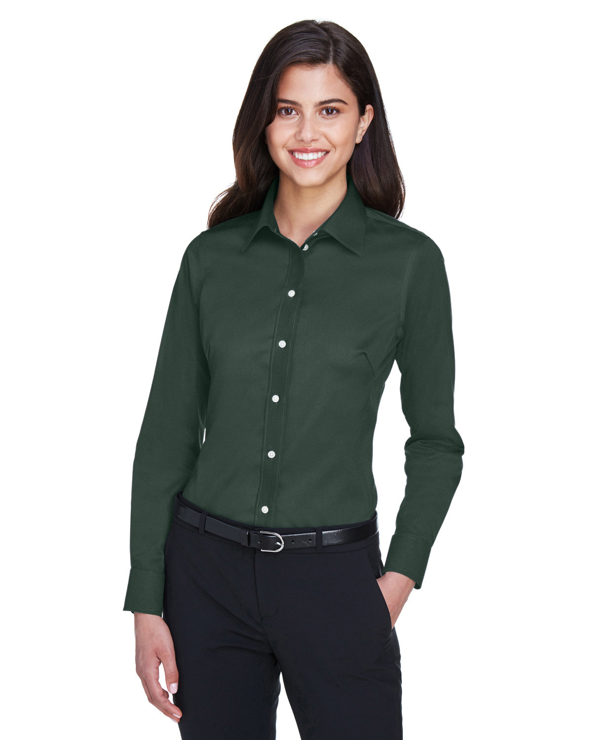 Talbots Womens Shirt Medium Long Sleeve Dark Green - Depop