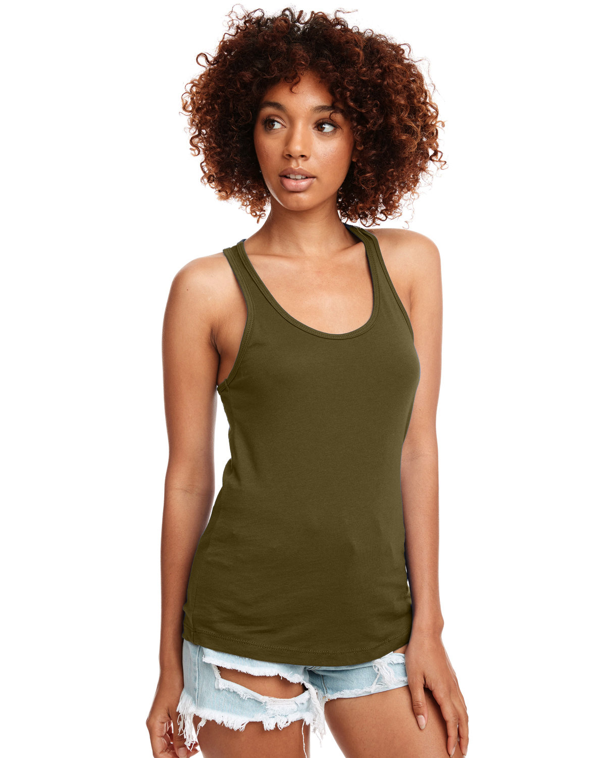 Next Level 1533 Ideal Racerback Tank Military Green Large at  Women's  Clothing store