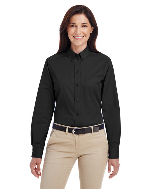 Harriton Ladies' Foundation 100% Cotton Long-Sleeve Twill Shirt
