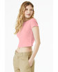 Bella + Canvas Ladies' Micro Ribbed Baby T-Shirt SOLID PINK BLEND ModelSide