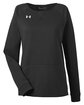 Under Armour Ladies' Hustle Fleece Crewneck  Sweatshirt BLACK/ WHT _001 OFFront