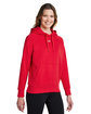 Under Armour Ladies' Rival Fleece Hooded Sweatshirt RED/ WHITE_601 ModelQrt