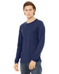 Bella + Canvas Unisex Triblend Long-Sleeve T-Shirt NAVY TRIBLEND ModelQrt