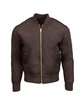 Threadfast Unisex Bomber Jacket BROWN VEGAN LTHR OFFront