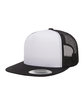 YP Classics Adult Trucker with White Front Panel Cap BLACK/ WHT/ BLK ModelQrt