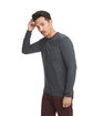 Next Level Apparel Unisex Sueded Long-Sleeve Crew HEATHER CHARCOAL ModelSide