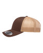 YP Classics Adult Retro Trucker Cap BROWN/ KHAKI ModelSide