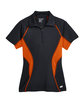 North End Ladies' Serac UTK CoolLogik Performance Zippered Polo BLACK/ MANDARIN FlatFront