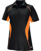 North End Ladies' Serac UTK CoolLogik Performance Zippered Polo BLACK/ MANDARIN OFFront