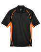 North End Men's Serac UTK cool-logik Performance Zippered Polo BLACK/ MANDARIN FlatFront