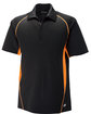 North End Men's Serac UTK cool-logik Performance Zippered Polo BLACK/ MANDARIN OFFront