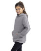 Next Level Apparel Youth Fleece Pullover Hooded Sweatshirt HEATHER GRAY ModelSide