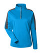 Core365 Ladies' Market Snag Protect Mesh Colorblock Quarter-Zip ELCTRC BLU/ CRBN OFFront