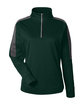 Core365 Ladies' Market Snag Protect Mesh Colorblock Quarter-Zip FOREST/CARBON OFFront