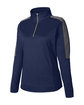 Core365 Ladies' Market Snag Protect Mesh Colorblock Quarter-Zip CLASSC NVY/ CRBN OFQrt