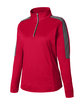 Core365 Ladies' Market Snag Protect Mesh Colorblock Quarter-Zip CLASSC RED/ CRBN OFQrt