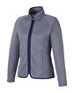 Core365 Ladies' Venture Heathered Stripe Full-Zip CLSC NAVY/ WHITE OFQrt