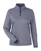 Core365 Ladies' Venture Heathered Stripe Quarter-Zip CLSC NAVY/ WHITE OFFront