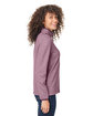 Core365 Ladies' Venture Heathered Stripe Quarter-Zip BURGUNDY/WHITE ModelSide