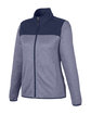 Core365 Ladies' Venture Heathered Stripe Hybrid Jacket CLSC NAVY/ WHITE OFQrt