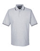 Devon & Jones Men's Tipped Perfect Pima Interlock Polo GRY HEATHER/ NVY OFFront