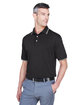 Devon & Jones Men's Tipped Perfect Pima Interlock Polo BLACK/ GREY HTHR ModelQrt