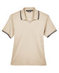 Devon & Jones Ladies' Tipped Perfect Pima Interlock Polo STONE/ NAVY FlatFront