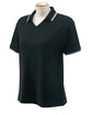 Devon & Jones Ladies' Tipped Perfect Pima Interlock Polo BLACK/ WHITE OFFront