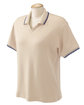 Devon & Jones Ladies' Tipped Perfect Pima Interlock Polo STONE/ NAVY OFFront