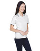 Devon & Jones Ladies' Tipped Perfect Pima Interlock Polo WHITE/ NAVY ModelQrt