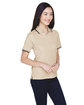 Devon & Jones Ladies' Tipped Perfect Pima Interlock Polo STONE/ NAVY ModelQrt