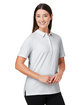 Devon & Jones Crownlux Performance Ladies' Geo Polo WHITE/ SILVER ModelQrt