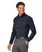 Devon & Jones CrownLux Performance Men's Spencer Poplin Shirt NAVY MELANGE ModelQrt