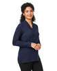 Devon & Jones Ladies' Raleigh Shawl Collar Knit Top NAVY ModelQrt