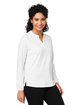 Devon & Jones Ladies' Raleigh Half-Placket Knit Top WHITE ModelQrt