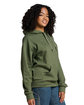 Jerzees Unisex Ultimate CVC Ring-Spun Hooded Sweatshirt MILITARY GRN HTH ModelSide