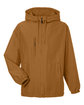 Harriton Unisex Flex Twill Hooded Jacket DUCK BROWN OFFront