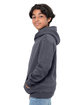 Threadfast Epic Youth Fleece Pullover Hooded Sweatshirt HEATHER DRK GREY ModelSide