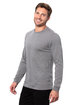 Threadfast Epic Unisex CVC Long Sleeve T-Shirt HEATHER DRK GREY ModelQrt