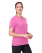 Team 365 Ladies' Zone Performance Mesh T-Shirt SPRT CHRITY PINK ModelQrt